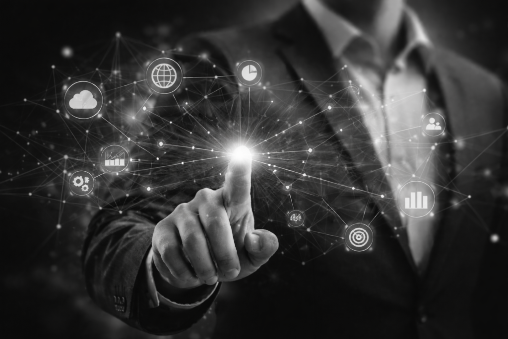 Black and white image representing strategic decision-making in digital transformation El Salvador